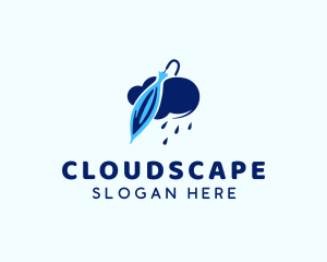 Umbrella Rain Cloud Weather logo design