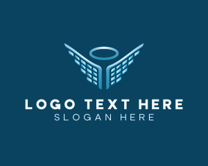 Heaven - Digital Angel Wing logo design