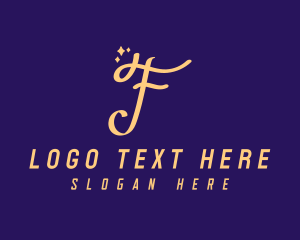 Nail Polish - Gold Sparkle Letter F logo design
