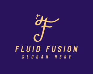 Gold Sparkle Letter F logo design