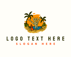 Skeleton - Tropical Beach Skeleton logo design