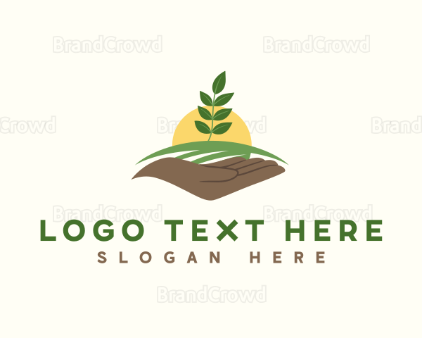 Hand Plant Farming Logo