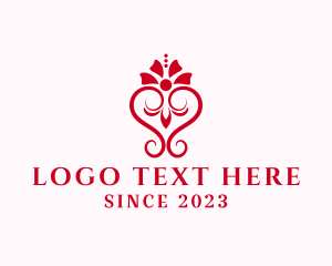 Flower Market - Victorian Swirl Heart Ornament logo design