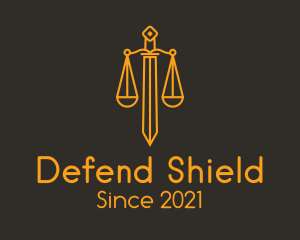 Defend - Sword Justice Scale logo design