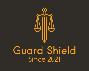 Defend - Sword Justice Scale logo design