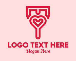 Valentine - Romantic Heart Key logo design