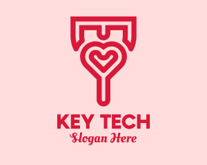 Romantic Heart Key  logo design