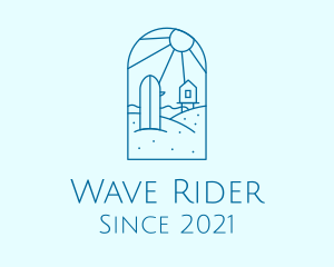 Surf - Blue Surfing Surfboard Beach logo design