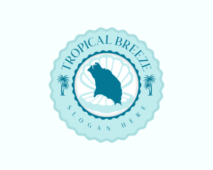 Caribbean - Barbuda Island Beach logo design