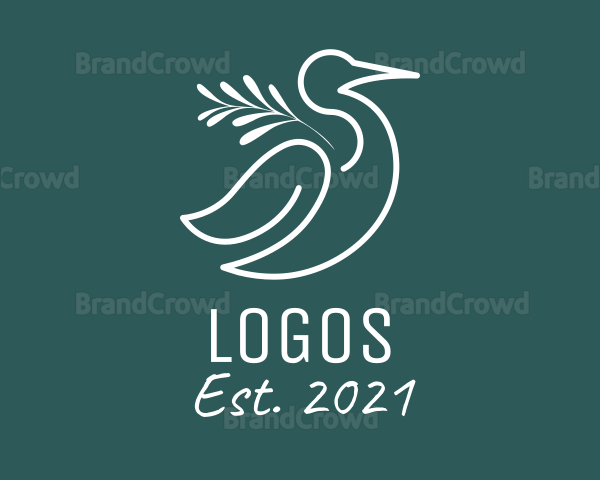 Heron Bird Leaf Nature Logo