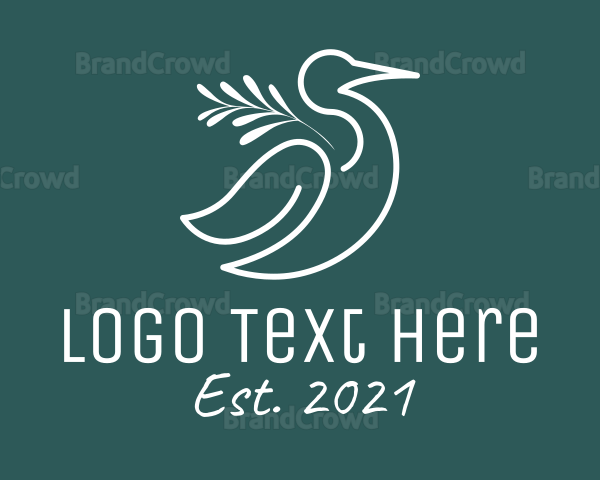 Heron Bird Leaf Nature Logo