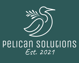 Pelican - Heron Bird Leaf Nature logo design