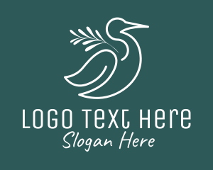 Heron Bird Leaf Nature Logo