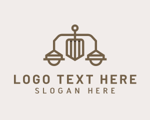 Legal Advice - Brown Shield Law Scale logo design