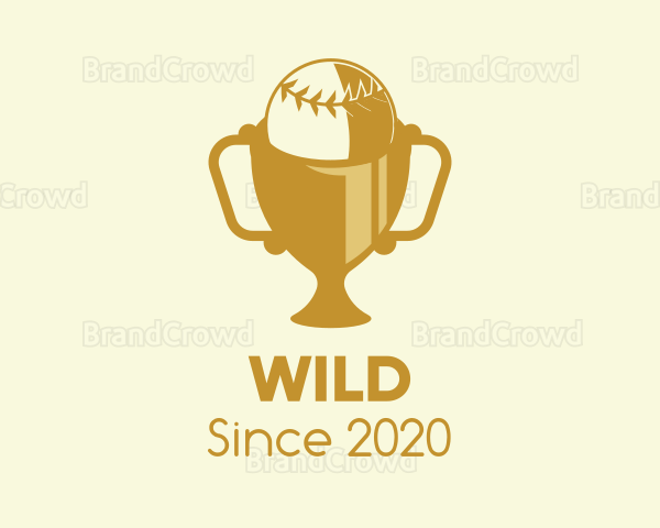 Gold Baseball Championship Trophy Logo
