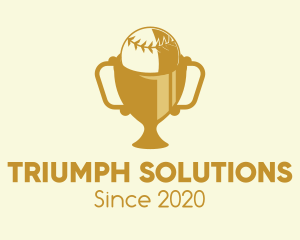 Win - Gold Baseball Championship Trophy logo design