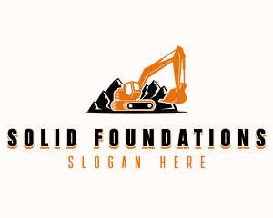 Heavy Equipment - Mountain Quarry Excavator logo design