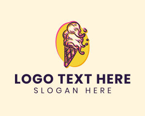 Techno - Ice Cream Glitch logo design