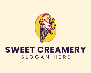 Ice Cream Glitch logo design