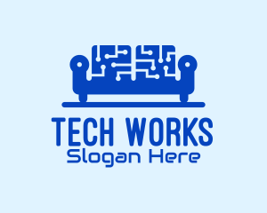 Blue Tech Couch logo design