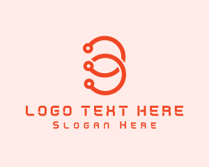 Three - Circuit Loop Number 3 logo design