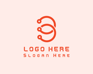 Computer - Circuit Loop Number 3 logo design