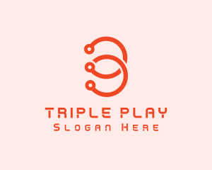 Three - Circuit Loop Number 3 logo design