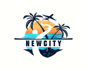 Beach Vacation Travel Logo