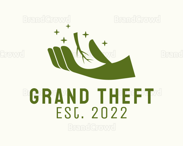 Green Hand Garden Herb Logo