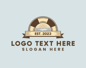 Vintage - Rustic Beach Sunset logo design