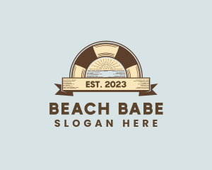 Pool Beach Sunset logo design