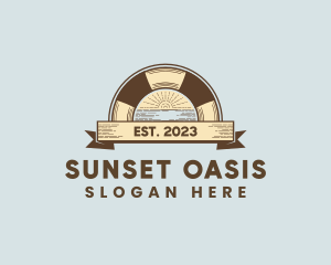 Pool Beach Sunset logo design