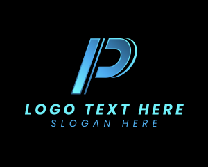 Slant - Cyber Team Brand Letter P logo design