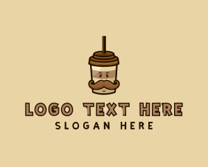 Straw - Coffee Mustache Cup logo design