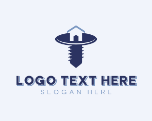 House - House Construction Screw logo design