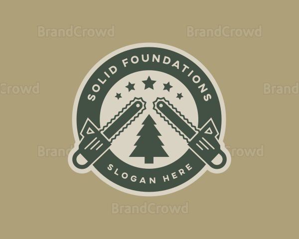 Chainsaw Tree Logging Logo