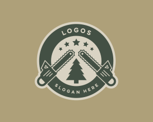 Chainsaw Lumberjack Logging Logo