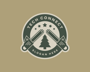 Woodcutting - Chainsaw Tree Logging logo design