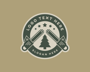 Emblem - Chainsaw Tree Logging logo design