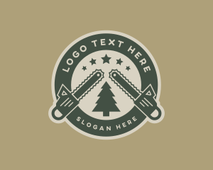 Chainsaw Tree Logging Logo