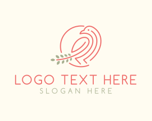 Yogi - Branch Bird Wreath logo design