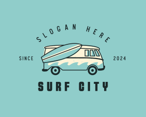 Surf Van Travel Vacation logo design