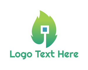 Electrician - Eco Leaf Square logo design