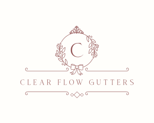 Crown Ribbon Wreath logo design