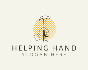 Hand - Hand Hammer Carpentry logo design