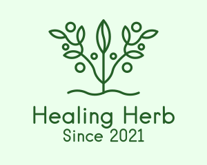 Green Symmetric Herb  logo design