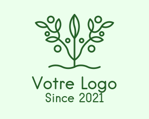Tree Planting - Green Symmetric Herb logo design