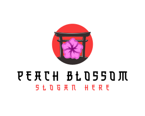 Japan Torii Cherry Blossom logo design