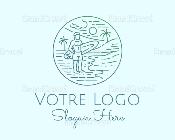 Surfer Tropical Island Logo