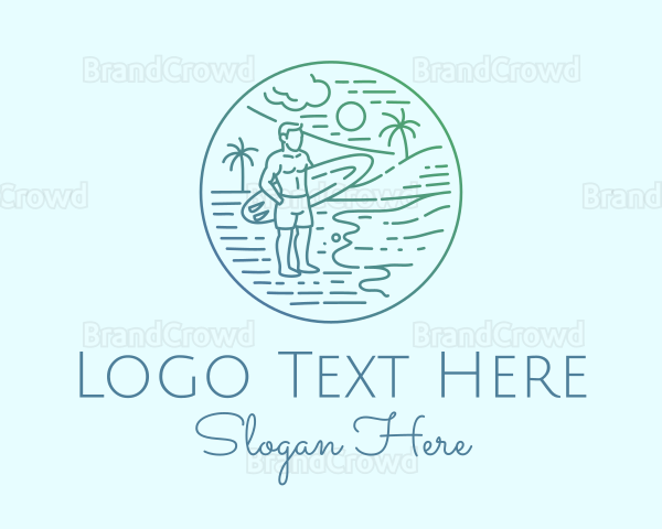 Surfer Tropical Island Logo